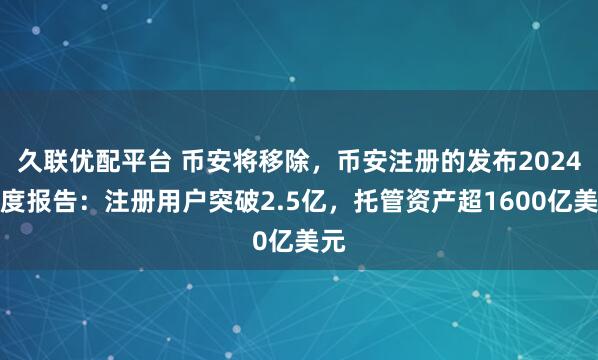 久联优配平台 币安将移除，币安注册的发布2024年度报告：注册用户突破2.5亿，托管资产超1600亿美元